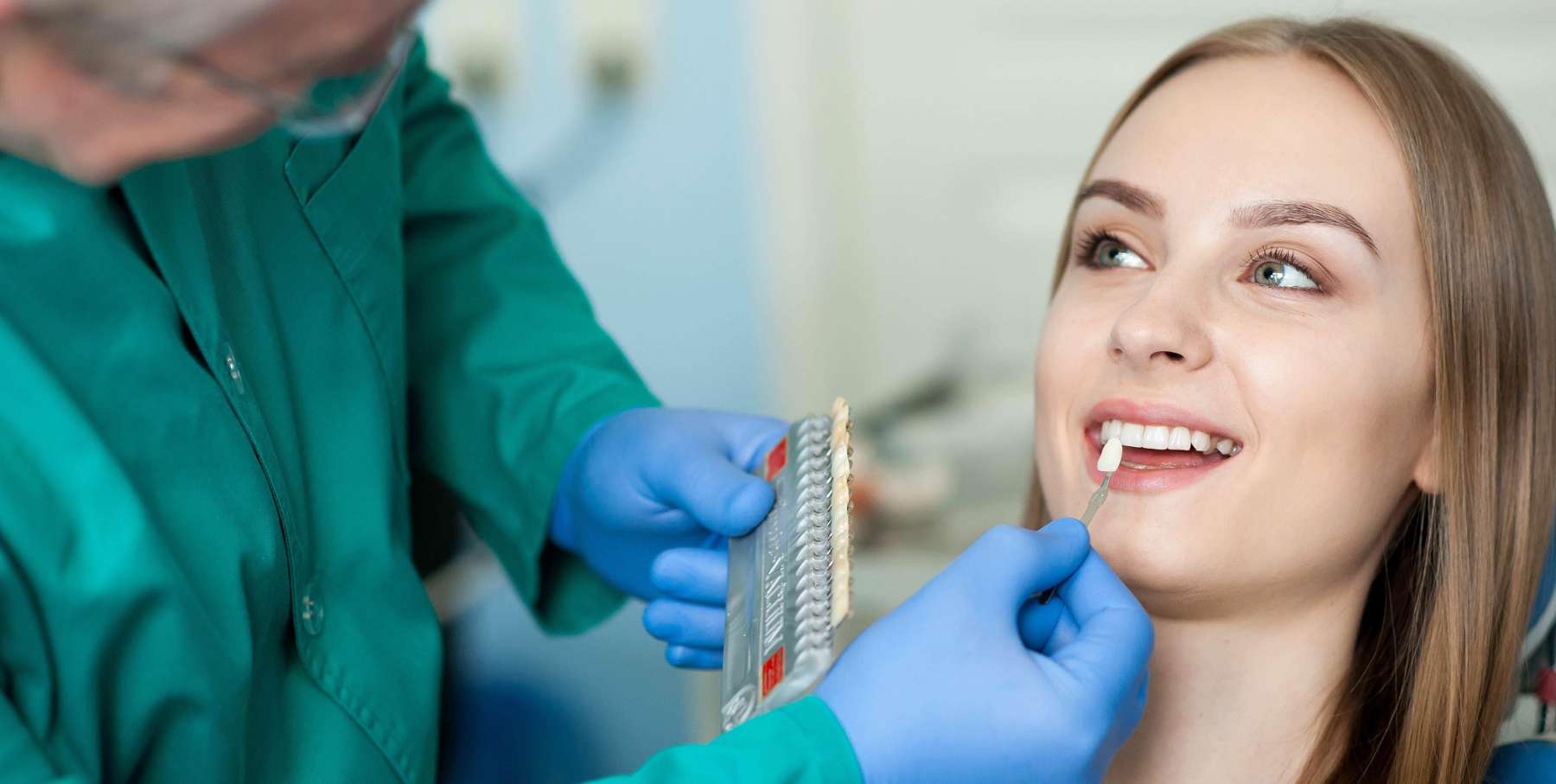 woman getting dental veneers in germantown md